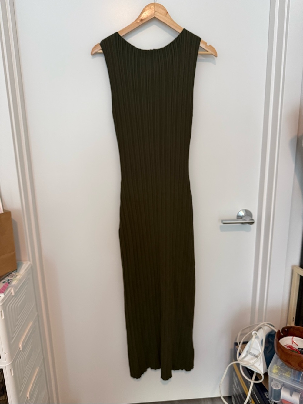 DISSH Ribbed Sleeveless Maxi Dress in Olive Green